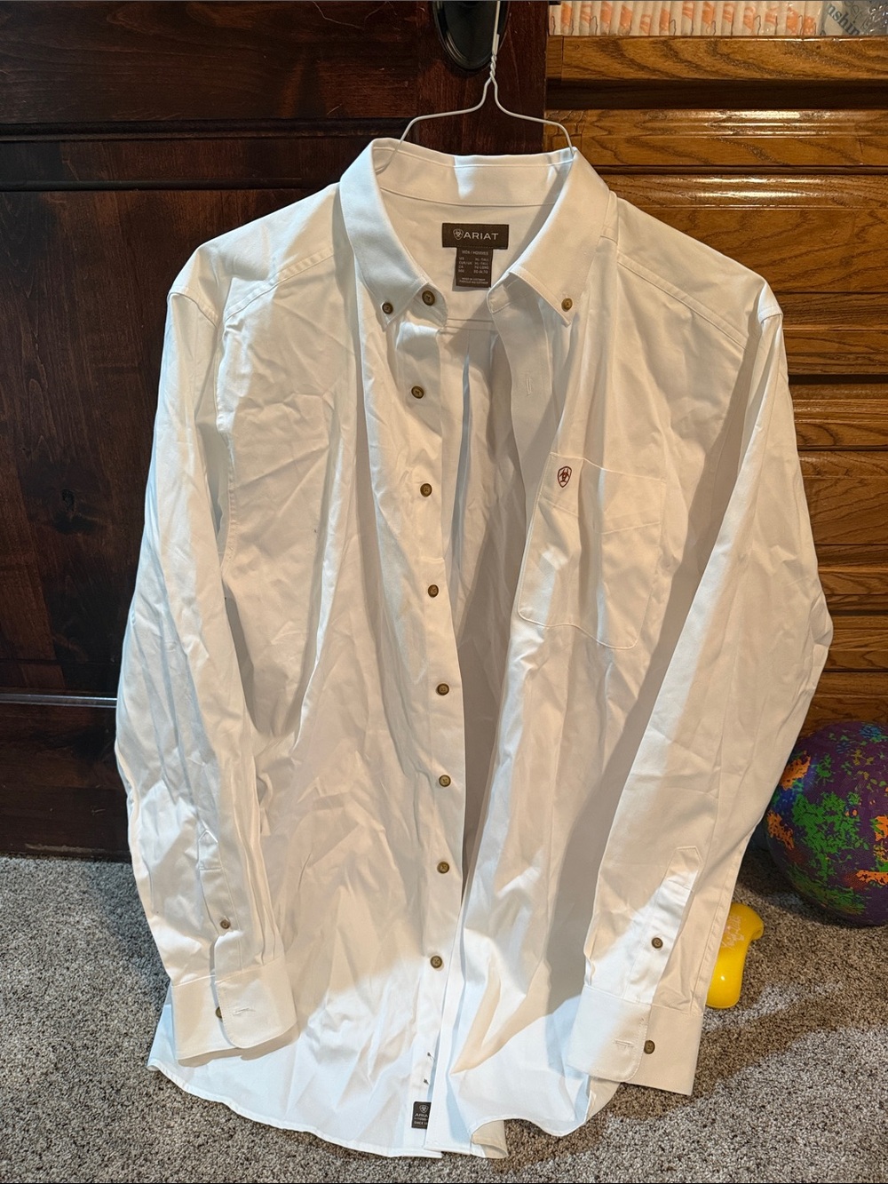 Ariat Men's White Long-Sleeve Button-Down Dress Shirt